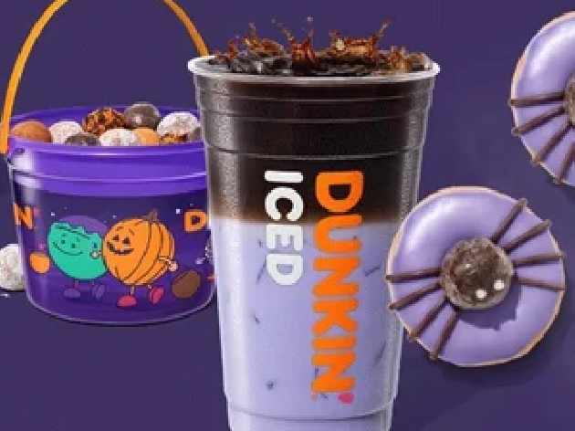 Dunkin promotional image of a purple coffee beverage.